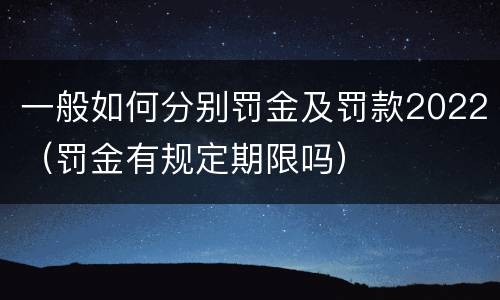 一般如何分别罚金及罚款2022（罚金有规定期限吗）