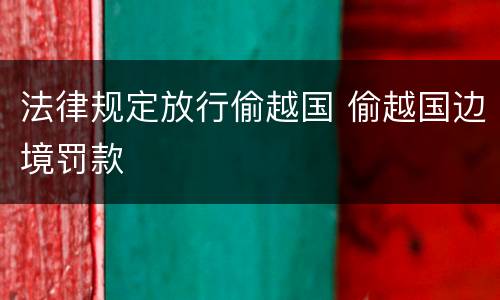 法律规定放行偷越国 偷越国边境罚款