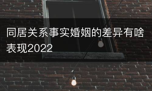同居关系事实婚姻的差异有啥表现2022