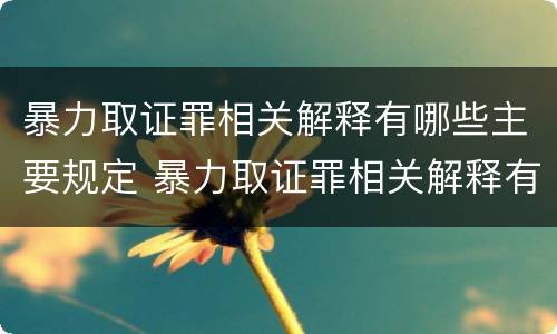 暴力取证罪相关解释有哪些主要规定 暴力取证罪相关解释有哪些主要规定