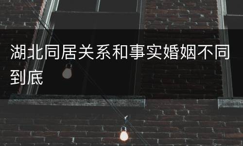 湖北同居关系和事实婚姻不同到底
