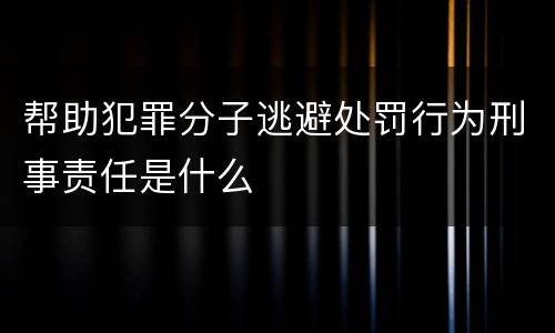 帮助犯罪分子逃避处罚行为刑事责任是什么