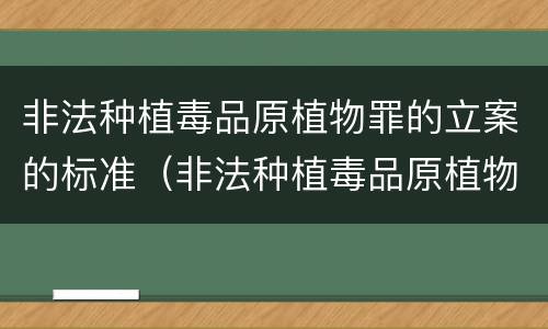 非法种植毒品原植物罪的立案的标准（非法种植毒品原植物罪的立案的标准是）