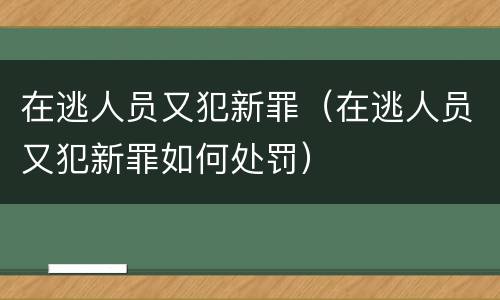 在逃人员又犯新罪（在逃人员又犯新罪如何处罚）