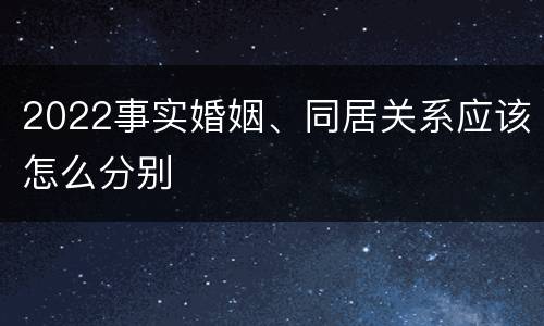 2022事实婚姻、同居关系应该怎么分别