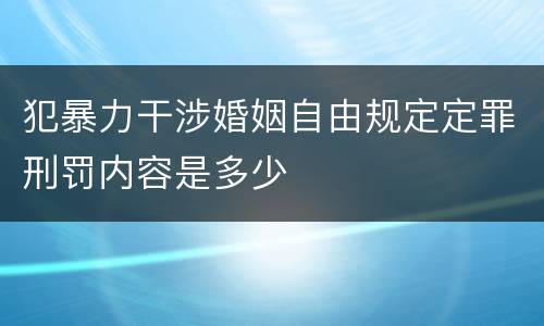 犯暴力干涉婚姻自由规定定罪刑罚内容是多少