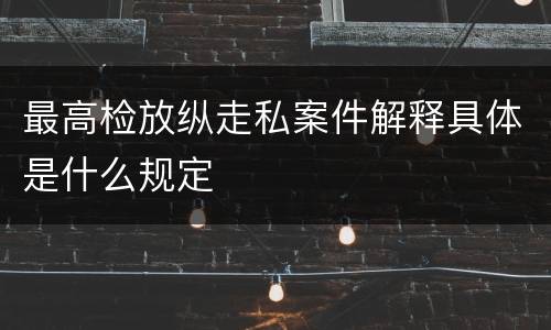 最高检放纵走私案件解释具体是什么规定