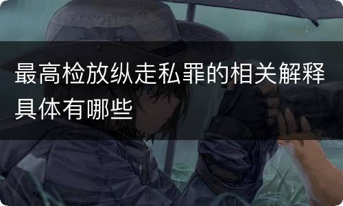 最高检放纵走私罪的相关解释具体有哪些