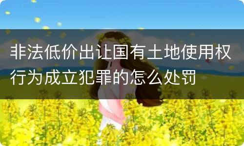 非法低价出让国有土地使用权行为成立犯罪的怎么处罚