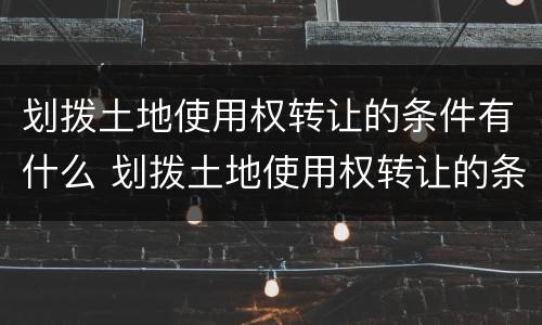 划拨土地使用权转让的条件有什么 划拨土地使用权转让的条件有什么限制