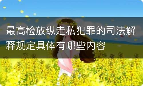 最高检放纵走私犯罪的司法解释规定具体有哪些内容