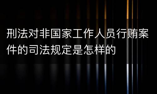 刑法对非国家工作人员行贿案件的司法规定是怎样的
