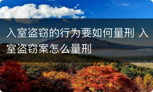 入室盗窃的行为要如何量刑 入室盗窃案怎么量刑