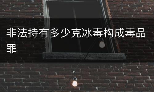 非法持有多少克冰毒构成毒品罪