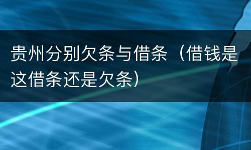 贵州分别欠条与借条（借钱是这借条还是欠条）