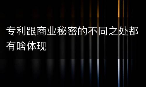 专利跟商业秘密的不同之处都有啥体现