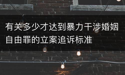 有关多少才达到暴力干涉婚姻自由罪的立案追诉标准