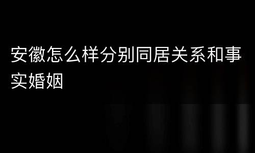 安徽怎么样分别同居关系和事实婚姻