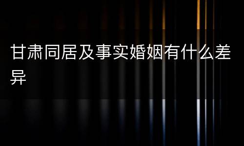 甘肃同居及事实婚姻有什么差异