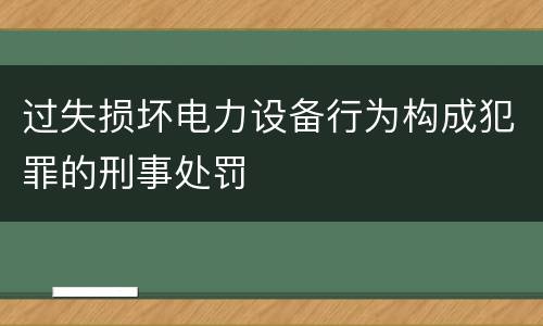 过失损坏电力设备行为构成犯罪的刑事处罚