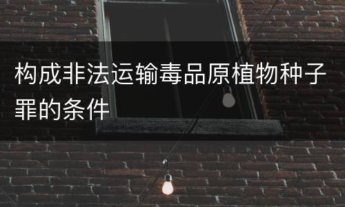 构成非法运输毒品原植物种子罪的条件