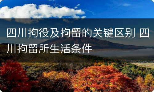 四川拘役及拘留的关键区别 四川拘留所生活条件