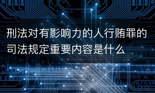 刑法对有影响力的人行贿罪的司法规定重要内容是什么