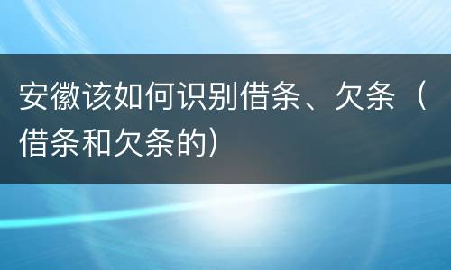 安徽该如何识别借条、欠条（借条和欠条的）