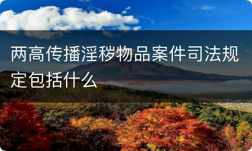 两高传播淫秽物品案件司法规定包括什么