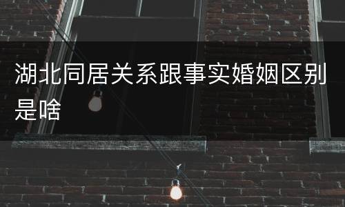 湖北同居关系跟事实婚姻区别是啥