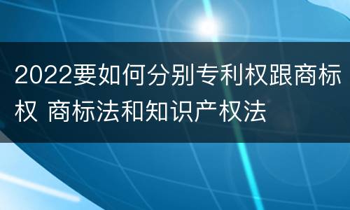 2022要如何分别专利权跟商标权 商标法和知识产权法