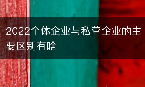 2022个体企业与私营企业的主要区别有啥