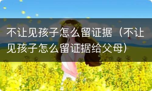 不让见孩子怎么留证据（不让见孩子怎么留证据给父母）