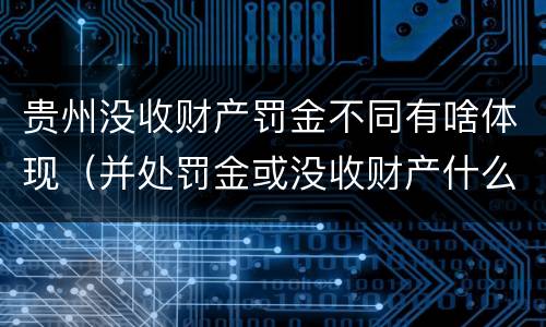 贵州没收财产罚金不同有啥体现（并处罚金或没收财产什么意思）