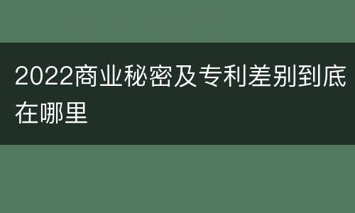 2022商业秘密及专利差别到底在哪里
