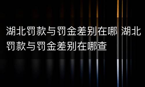 湖北罚款与罚金差别在哪 湖北罚款与罚金差别在哪查