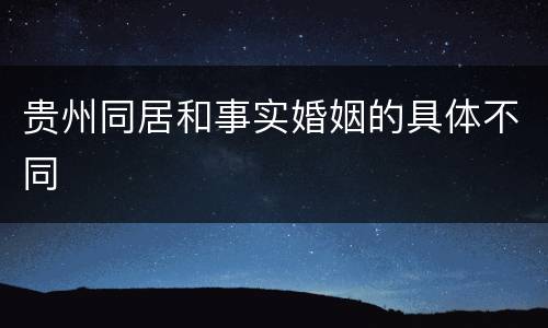 贵州同居和事实婚姻的具体不同