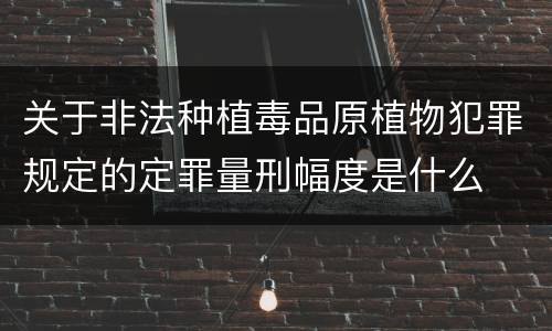 关于非法种植毒品原植物犯罪规定的定罪量刑幅度是什么