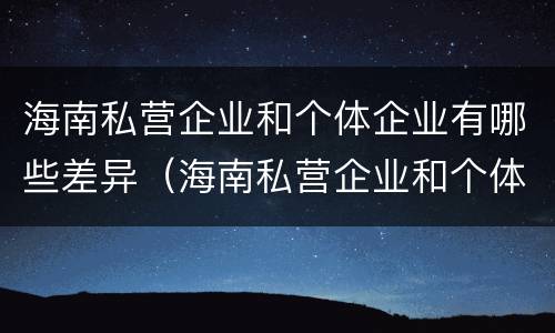 海南私营企业和个体企业有哪些差异（海南私营企业和个体企业有哪些差异之处）