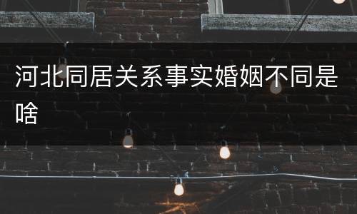 河北同居关系事实婚姻不同是啥