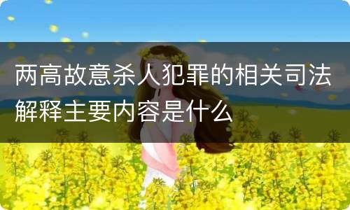 两高故意杀人犯罪的相关司法解释主要内容是什么