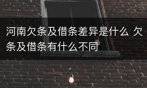 河南欠条及借条差异是什么 欠条及借条有什么不同