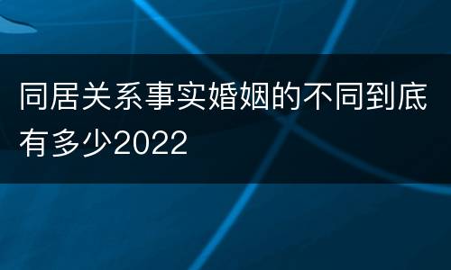 同居关系事实婚姻的不同到底有多少2022