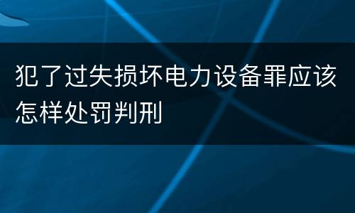 犯了过失损坏电力设备罪应该怎样处罚判刑