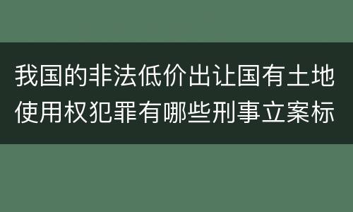 我国的非法低价出让国有土地使用权犯罪有哪些刑事立案标准
