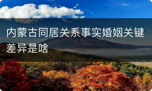 内蒙古同居关系事实婚姻关键差异是啥