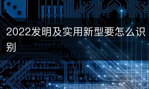 2022发明及实用新型要怎么识别