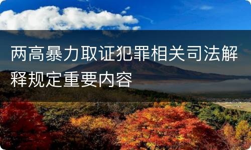 两高暴力取证犯罪相关司法解释规定重要内容