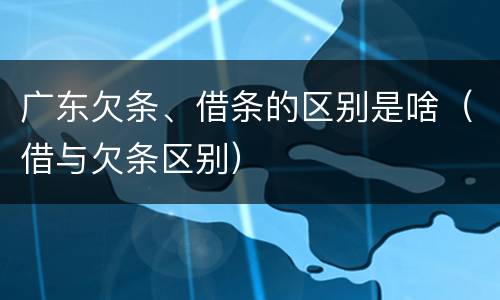 广东欠条、借条的区别是啥（借与欠条区别）