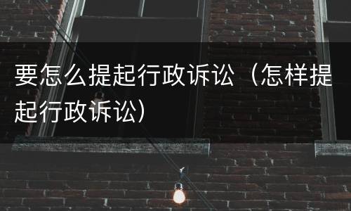 要怎么提起行政诉讼（怎样提起行政诉讼）